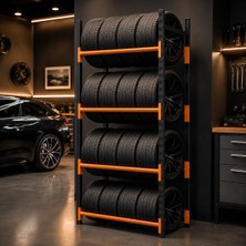 Rafburada 4 Katlı Midi Rack Lastik İstifleme Rafı - 40x90 cm-200 cm