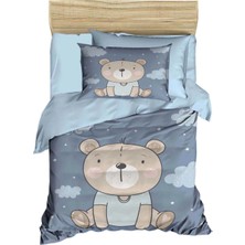 Universal Dijital Baskılı 3D Pamuklu Yenidoğan Bebek Nevresim Takımı Blue Bear