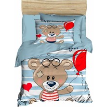 Universal Yenidoğan Erkek Bebek Nevresim Takımı %100 Pamuklu Bear Baloon