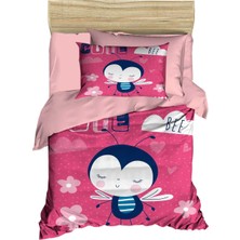 Universal Dijital Baskılı 3D Pamuklu Yenidoğan Bebek Nevresim Takımı Cute Bee Pink