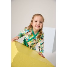 Yellow Tail Beyaz Renk Desenli Bebek Kimono & Şort Takımı
