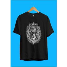 Tarzsokak Oversize Ormanlar Kralı Aslan Taç Temalı Tasarım Baskılı Unisex Tişört