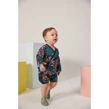 Yellow Tail Desenli Bebek Kimono & Şort Takımı