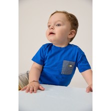 Yellow Tail Saks Mavi Cep Detaylı Erkek Çocuk T-Shirt