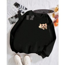 Tarzsokak Biskilet Yaka Sweatshirt Siyah El Gato Özel Tasarım