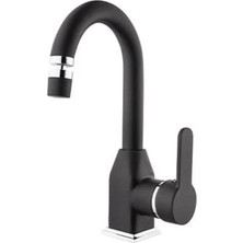 TeknoKapsül Kare Stil Mix Siyah Lavabo Bataryası Mat Siyah Lavabo Bataryası Aç Kapa