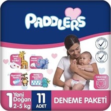 TeknoKapsül Paddlers Yenidoğan Bebek Bezi 1 Numara (2-5 Kg) 11 Adet – Deneme Paketi, Yumuşak ve Sızdırmaz