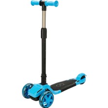 TeknoKapsül Furkan 3 Tekerlekli Katlanabilir Işıklı Scooter - Mavi