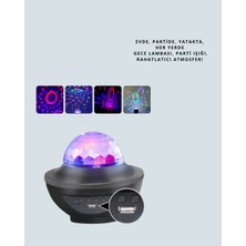 Fantastik Store Sesle Etkileşimli Yıldız Projektörlü Gece Lambası – Bluetooth Hoparlörlü, USB Girişli, Dönen Okyanus