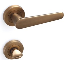TeknoKapsül BADEM10 Kayı Antik Sarı Wc-Banyo Kapı Kolu Daire Rozetli Sürgülü Çelik Kapı Kulpu Gold Kolları