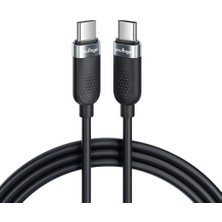 Voultage 60W Pd Usb-C To Usb-C Silikon Hızlı Şarj ve Veri Kablosu, 480 Mbps, Yumuşak ve Dolaşmaya Dirençli, Telefon Tablet Laptop Uyumlu, 1 Metre, Siyah