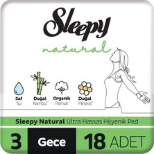 TeknoKapsül Sleepy Natural Ultra Hassas Hijyenik Ped Gece 18 Adet Ped