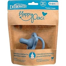 TeknoKapsül Dr. Brown's Happypaci Silikon Emzik 0-6m, Mavi, Tekli Paket