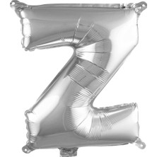 TeknoKapsül Z Harfi 16 Inç Gümüş Renk Folyo Balon 36 cm (Gümüş)