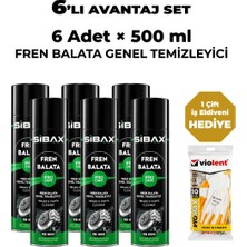 Sibax SB1000 Fren Balata ve Genel Temizleyici Sprey 500 ml × 6 Adet – 1 Çift Iş Eldiveni Hediyeli