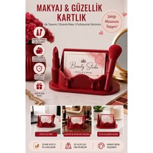 Ognami Makyaj Temalı Kartvizitlik - Ruj ve Fırça Detaylı 3D Baskı Masaüstü Kartlık