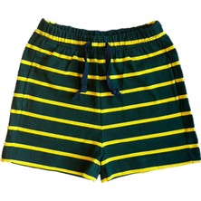 Yellow Tail Yeşil-Sarı Çizgili Penye Erkek Bebek Şortu