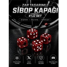 Meyzone Kırmızı Zar Tasarımlı Sibop Kapağı 4'lü Kırmızı Oto Araç Araba Sibob Kapağı