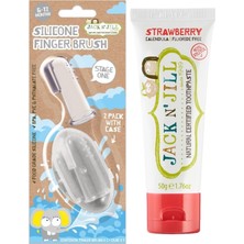 TeknoKapsül Jack N' Jıll Jack N Jill Bebek/çocuk Diş Fırçalama Seti (Silikon 2'li Parmak Fırça + Çilek Aromalı Diş Macunu 50G)