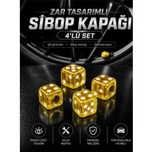 Meyzone Sarı Zar Tasarımlı Sibop Kapağı 4'lü Sarı Oto Araç Araba Sibob Kapağı
