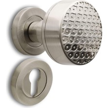 TeknoKapsül BADEM10 Linda Kapı Tokmağı Topuzu Kolu Metal Tokmak Saten Kapı Kolu Yale Sağa Sola Uygun 1 Takım