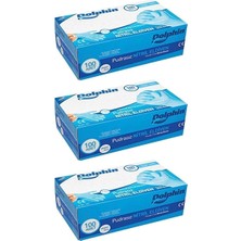 TeknoKapsül Dolphin Mavi Nitril Eldiven Pudrasız (M) 100'LÜ Paket 3 Adet
