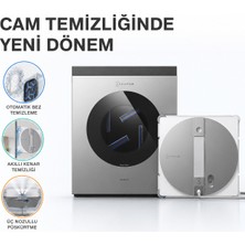 Ecovacs Akıllı Cam Temizleme Robotu, Otomatik Bez Yıkamalı Çok Işlevli Istasyon, 10.000 Pa Emiş, Üçlü Sprey, Uygulama Kontrolü ve 8 Temizlik Modu