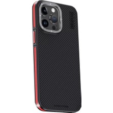 TeknoKapsül iPhone 15 Pro Max Kılıf Aramid 600D Kevlar Karbon Fiber Magsafe Kapak - Kırmızı