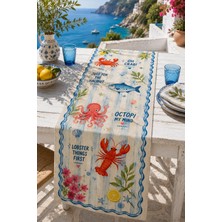Ays Home Yengeç Marin Runner ( Üst Kalite Dokuma Dijiital Baksılı 45X135)
