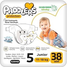 TeknoKapsül Paddlers Protection Bebek Bezi 5 Numara Junior (11-18 Kg) 38 Adet – Jumbo Paket, Maksimum Koruma