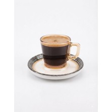 altabi Kahve Takımı Seramik Tabaklı Cam Espresso Türk Kahvesi 80 cc