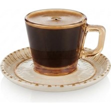 altabi Kahve Takımı Seramik Tabaklı Cam Espresso Türk Kahvesi 80 cc