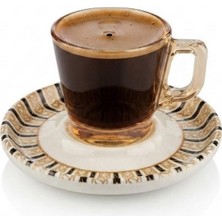 altabi Kahve Takımı Seramik Tabaklı Cam Espresso Türk Kahvesi 80 cc
