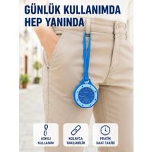 Aparim Pantolon Kemer Köprüsüne Takılabilir Askılı Analog Saat Mavi Çanta Charmı