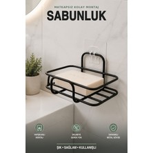 Risingmaber Siyah Metal Yapışkanlı Sabunluk, Banyo Sabun Tutucu Mutfak Sünger ve Tel Tutucu MT133S