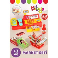 Toha Niloya Oyuncak Yazar Kasa Süpermarket Market Alışveriş Seti 40 Parça Eğitici Çocuk Oyun Seti