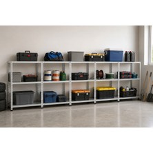 Rafburada 3 Katlı 5'li Galvaniz Çelik Raf - Depo, Arşiv, Kiler, Dosya, Market Rafı - 31x60 cm-150 cm-1.00 mm