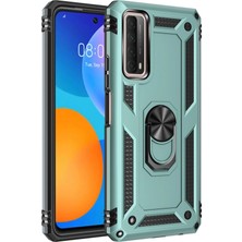 Aslanoğlu Store Newface Huawei P Smart 2021 Kılıf Sofya Yüzüklü Silikon Kapak - Yeşil