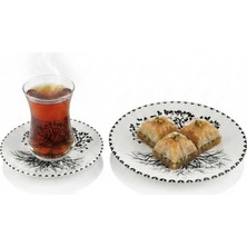 altabi Seramik Tatlı Tabaklı Çay Seti 18 Parça 6 Kişilik