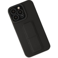 Aslanoğlu Store Iphone 14 Pro Kılıf Mega Standlı Silikon - Siyah