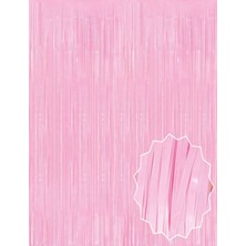 Aslanoğlu Store Soft Pembe Püsküllü Kapı Perdesi - Parti, Baby Shower, Cinsiyet Partisi 1x2 M