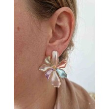 Saturno78 Yaz Renkleriyle Süslenmiş Çiçek Şeklinde Çelik Küpe