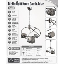 Metin 3lü Venüs Krom Camlı Üçlü Avize E-27 Duylu