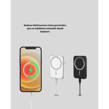 Aslanoğlu Store 360° Döner Başlıklı Magsafe Araç Telefon Tutucu 15W Güvenli Kablosuz Şarj