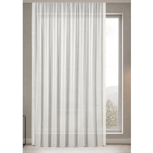 Gauze Fabric Design Lüks Ipeksi Dokulu Simli Bambu Kırışmaz Ütü Gerektirmez Optik Beyaz 100 x 240 Sık Pile (1 x 3) Yüksek Kaliteli Tül Perde