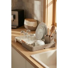 Aslanoğlu Store Vizon Sürgülü Lavabo Üstü Bulaşıklık & Fonksiyonel Tabaklık ve Bardaklık 32X36 cm