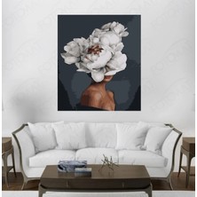 Hengam Sayılarla Boyama Kasnaklı Tablo Seti. Fırça Boya Dahil 40X50CM *çiçekli Kadın-2*