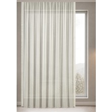 Gauze Fabric Design Lüks Ipeksi Dokulu Simli Bambu Kırışmaz Ütü Gerektirmez Ekru 100 x 190 Pilesiz (1 x 1) Yüksek Kaliteli Tül Perde