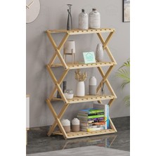 Suzü Home Ahşap Katlanır 4 Katlı Çok Amaçlı Raf