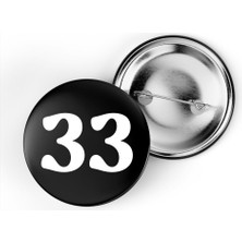 İberk 5 Adet Iğneli Çanta Rozeti - 33 - Sayı - Siyah Arka Plan Beyaz Yazı